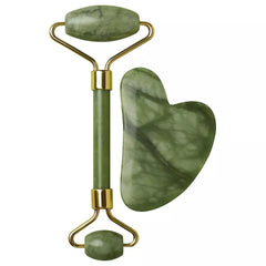 BAIMEI Jade Roller & Gua Sha Set – Rose Quartz Face Roller for Skin Care, Eye, Neck & Body Muscle Relaxation | Reduces Fine Lines & Wrinkles