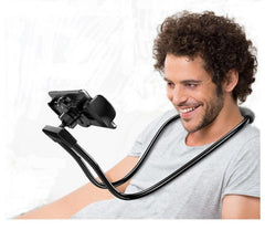 Lazy Bendable Flexible Neck Phone Holder – 360° Rotating Mobile Stand for Hands-Free Viewing – Black