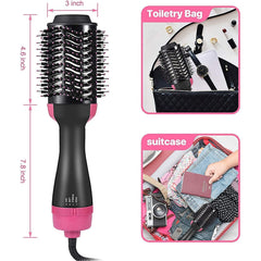 3-in-1 Hair Dryer & Styler Brush – Hot Air, Straightener & Curler for Women