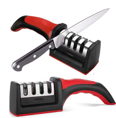 4-in-1 Knife Sharpener – 4-Stage Diamond & Ceramic Blades Sharpener with Fruit & Meat Peeler"