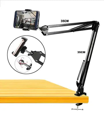 Overhead Tripod Arm Stand with Mobile Holder – High-Quality Metal Scissor Arm for Sketching, Drawing, Vlogs, & Live Videos on YouTube, Facebook, TikTok