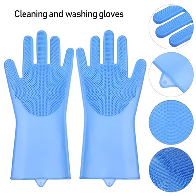Reusable Magic Dishwashing Gloves with Scrubber – Silicone Cleaning Gloves for Dishwashing, Car Washing & Multipurpose Kitchen & Bathroom Use