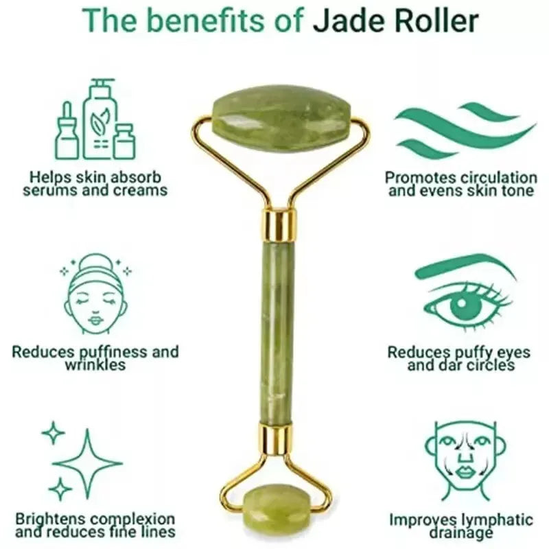 BAIMEI Jade Roller & Gua Sha Set – Rose Quartz Face Roller for Skin Care, Eye, Neck & Body Muscle Relaxation | Reduces Fine Lines & Wrinkles