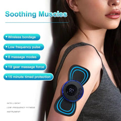 Wireless EMS Mini Body Massager – Portable Butterfly Massager with 8 Modes for Pain Relief & Blood Circulation