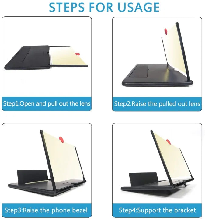 F3 3D Mobile Screen Magnifier – Enlarged Display Stand for Smartphones with Eye Protection
