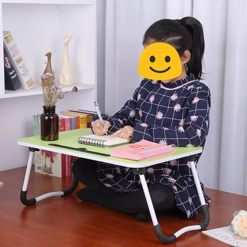 Foldable Wooden Study & Laptop Table – Multipurpose Bed Desk with Cup, Pen & iPad Holder | Portable Breakfast & Gaming Table