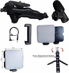AY-49 Vlogging Kit – Tripod with RGB Ring Light, Microphone & Remote | Video Recording Kit for Smartphone & Camera