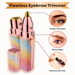 2 in 1 Electric Eyebrow Trimmer & Facial Hair Remover – Rechargeable Painless Shaver with LED Light for Women