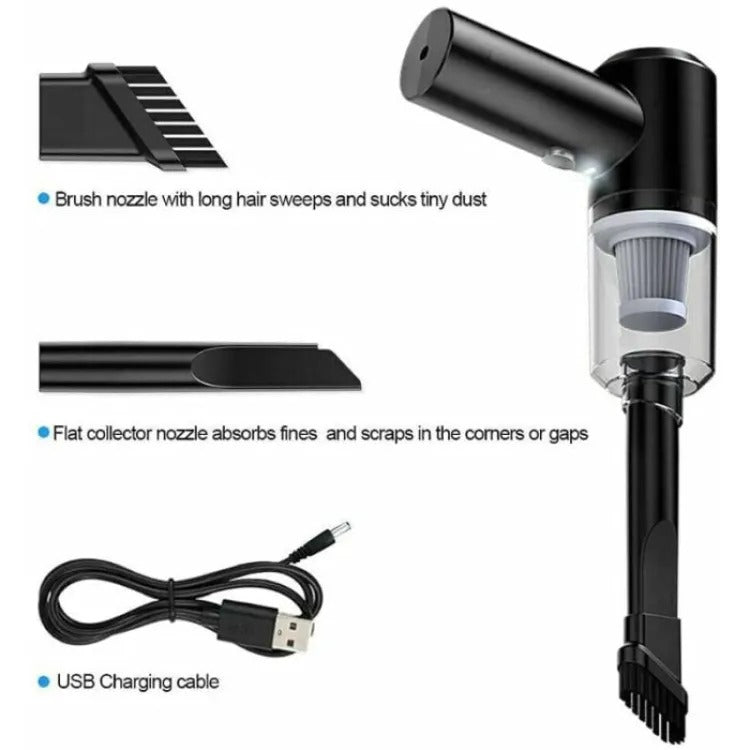 3 in 1 Portable Wireless Vacuum Cleaner – High Power Suction, Air Pump & Duster | Rechargeable Handheld Vacuum for Car, Home & Office
