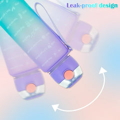 3-Piece Sports Water Bottle Set – Motivational Time Marker & Leak-Proof Flip Top Lid (Random Color)