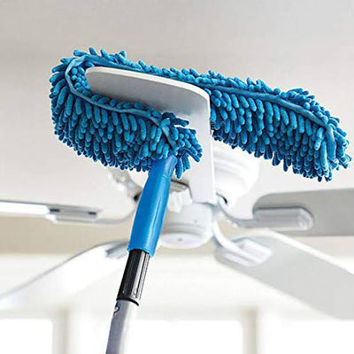 Flexible Microfiber Duster – Telescopic Stainless Steel Handle for Easy Fan & Home Cleaning (Random Color)