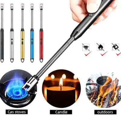 360° USB Rechargeable Arc Lighter – Flexible, Windproof & Safe for Candles, Gas Stoves & Camping