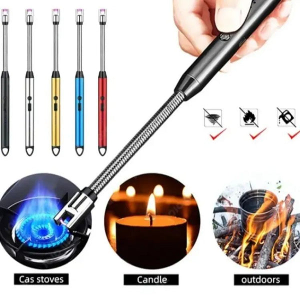 360° USB Rechargeable Arc Lighter – Flexible, Windproof & Safe for Candles, Gas Stoves & Camping