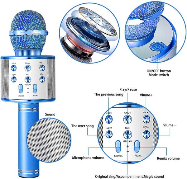Bluetooth Handheld Karaoke Speaker Machine | Portable Player for Kids & Adults – Home, KTV, Party Use – Compatible with Android, iPhone, iPad, PC (Random Color)