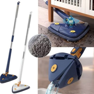 Extendable 360° Triangle Twist Mop | Squeeze Microfiber Mop for Windows, Floors, Ceilings, Bathroom & Dusting (Random Color)