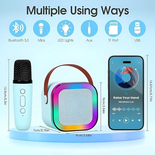 K12 Wireless Bluetooth Karaoke Speaker with Microphone | Portable Stereo Audio Speaker & Mic Combo (Random Color)