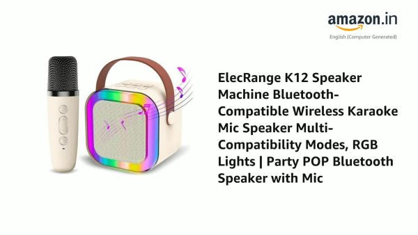 K12 Wireless Bluetooth Karaoke Speaker with Microphone | Portable Stereo Audio Speaker & Mic Combo (Random Color)