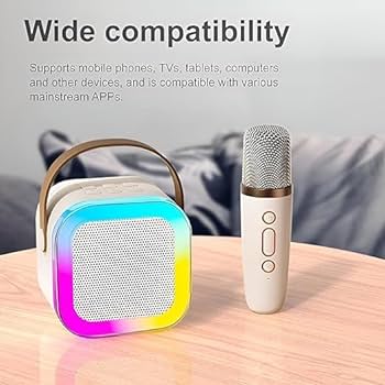 K12 Wireless Bluetooth Karaoke Speaker with Microphone | Portable Stereo Audio Speaker & Mic Combo (Random Color)